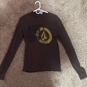 Volcom Brown Long Sleeve Shirt GRUNGE EMO PUNK GOTH Y2k cyber affliction